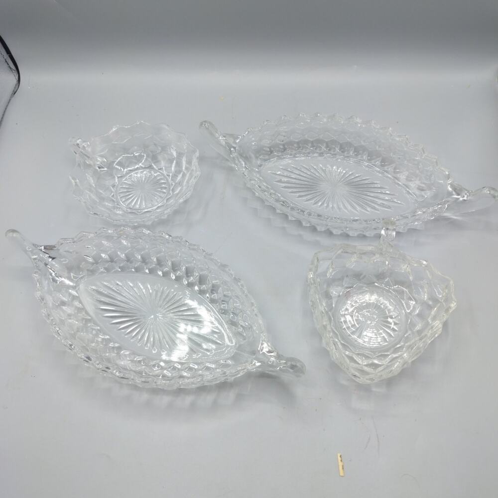 Fostoria LOT Of 4 American Relish Dishes & Nappy Candy Dish Clear Glass